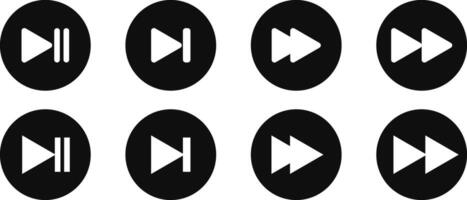 Forward icon. Skip player icons. Next round button. multimedia symbols. media player buttons vector
