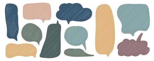 Colorful speech balloons with crayon texture for creative expression and communication vector