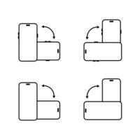 Rotate modern smartphone device icon set. Mobile phone rotation sign symbol vector