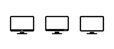 Computer monitor, desktop screen icon set. Pc display sign symbol vector
