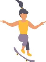Roller Skating Girl Character in Cartoon Design vector