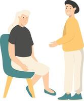 Volunteers Character with Old People vector