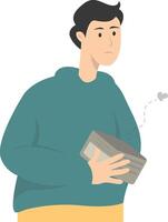 Confused Man Holding Empty Wallet vector