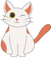 Cute Cat Character on White Background. vector