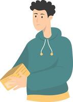 Confused Man Holding Empty Wallet with Flat Design. vector