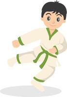 Boy Taekwondo Character in Cute Pose Design vector
