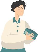 Confused Man Holding Empty Wallet with Cartoon Design vector