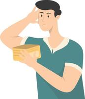 Confused Man Holding Empty Wallet with Flat Design vector
