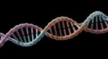 Intricate 3D Rendering of a DNA Double Helix Structure on Black Backdrop photo