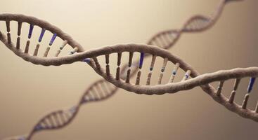 Conceptual image featuring a magnified double helix strand of deoxyribonucleic acid photo