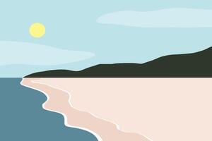 Summer beach with island flat design vector