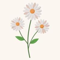 Three Daisies on a Single Stem Illustration vector