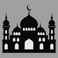 Simple Black and White Silhouette of a Mosque with Minarets vector