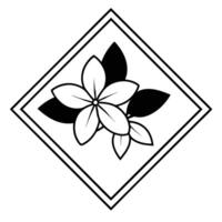 Black and White Flower Design in a Diamond Frame vector
