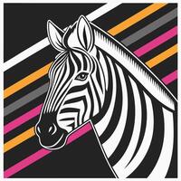 Striped Zebra Head Graphic Design on Bold Diagonal Lines vector