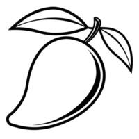Line Art Illustration of a Single Mango with Leaves vector