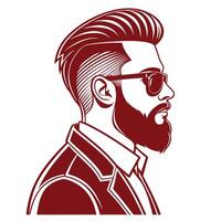 Profile View of a Stylish Man with a Pompadour Hairstyle and Beard vector