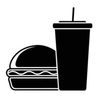 Simple Black and White Hamburger and Soda Icon Graphic vector