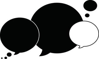 verlapping Black and White Speech Bubbles, Conversation Cloud with Empty and Filled Shapes, Dialogue Balloon Set, Thinking and Speaking Bubbles Concept on White Background vector