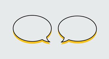 Two Black and White Speech Bubbles,Conversation Cloud,Dialogue Balloons Intersecting,Thinking and Speaking Communication Bubbles, both empty with Yellow on light grey vector