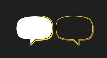 The Overlapping Black and White Speech Bubbles,Conversation Cloud,Dialogue Balloons Intersecting,Thinking and Speaking Communication Bubbles, both empty with Yellow on black background vector