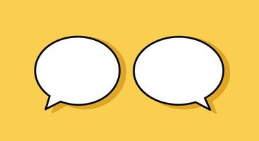 Overlapping Black and White Speech Bubbles,Conversation Cloud,Dialogue Balloons Intersecting,Thinking and Speaking Communication Bubbles, both empty with Yellow on yellow background vector