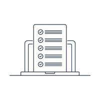 Laptop line icon displays lesson summary vector