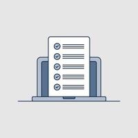 Illustration of a laptop showing a lesson summary vector