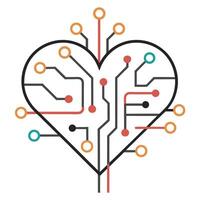 heart shaped technology network design vector