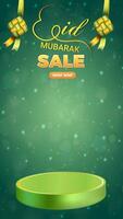Eid mubarak sale discount template featuring a 3D podium with blank space for product display, set against an abstract gradient background design video