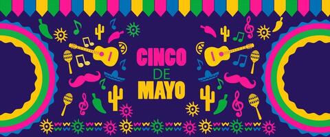cinco de mayo background with colorful symbol vector