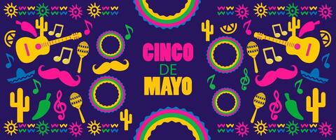 mexican background with colorful objects vector