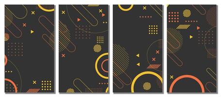 Three vertical banners with geometric shapes and lines vector