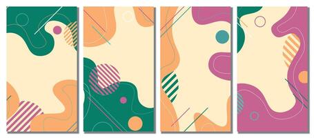 Three vertical banners with abstract shapes vector