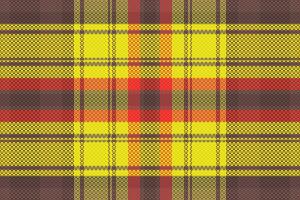 A tartan plaid fabric with a yellow, red and black pattern vector