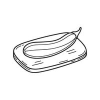 A snake gourd resting on a chopping board vector