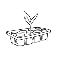 A sprout nestled in the corner of a seed tray vector