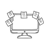 Sticky notes arranged around the edges of a monitor screen vector