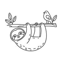A sloth moving through branches vector