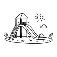 A slide placed near a water fountain in the park vector