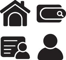Minimal UI Symbol Pack Home, Gear, User and Search Icons vector