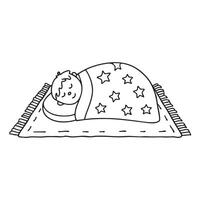 A child sleeping under a star patterned blanket vector