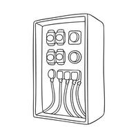 A switch panel with wires on a workshop wall vector