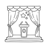 A stage with a podium for speech in front of curtains vector