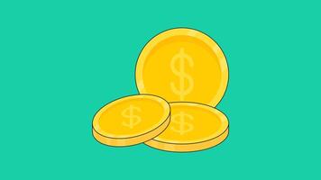 Shining Golden Coin Animation. Suitable for Invesment, Finance and Business Content. Transparent Background. 4K Resolution video