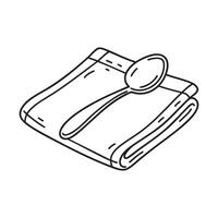 A spoon resting on a folded napkin vector