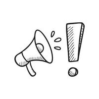 A shout mark next to exclamation icon in bold font vector