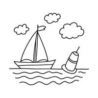 A sailboat near a floating Navigation Buoy under clouds vector