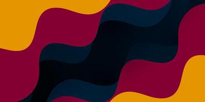 Abstract colorful orange and red wave fluid pattern on dark blue background. Trendy shapes pattern banner background. vector