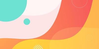 Abstract bright colorful wave fluid orange and green background. Trendy shapes pattern design for banner. vector